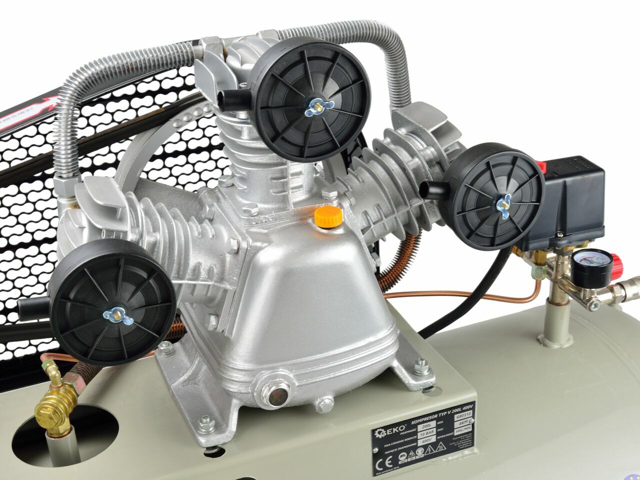 Compresor trifazat  200L, 10bar, 400V, 490l/min, 4kW, GEKO G80310
