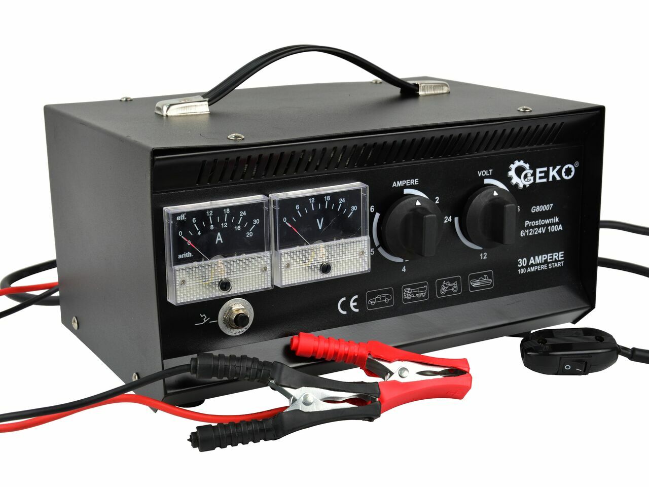 Incarcator pentru acumulatori 6/12/24V 100A, GS/CE, GEKO G80007