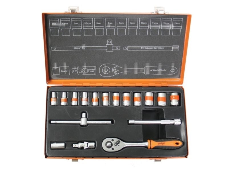 Set tubulare 18 piese 1/4 4-13mm CR-V, Gadget 330568