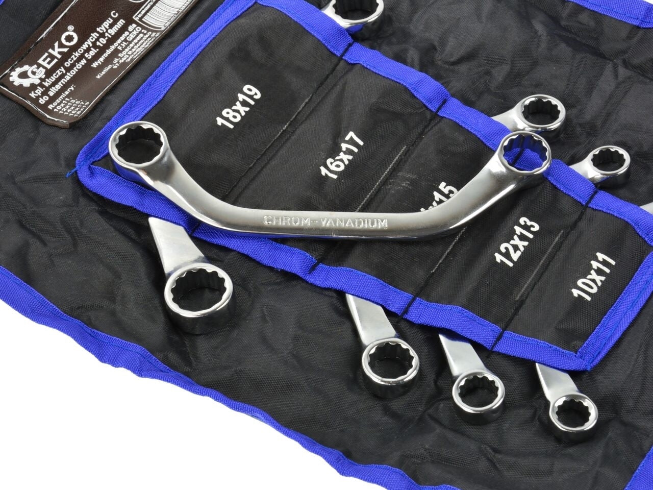 Set de chei inelare semi-luna 5 piese, husa textila, GEKO G11150