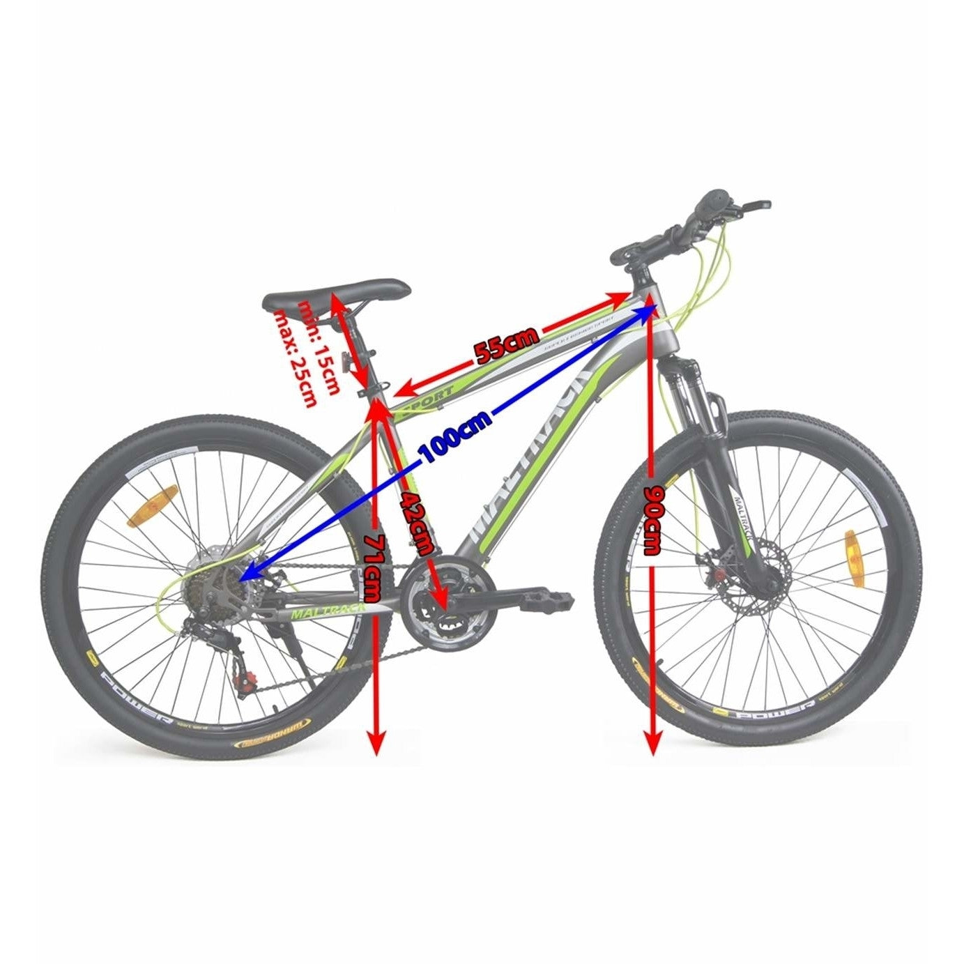 Bicicleta MTB MalTrack Sport Gray cu 21 Viteze, Roti 26 Inch, Mountain Bike