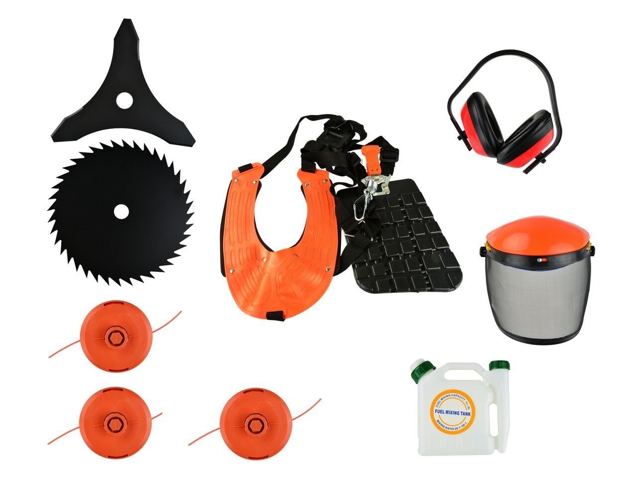 Kit pentru gradina, motocoasa pe benzina Geko John Gardener, 6 cp, 8 accesorii + Prasitoare 32cm