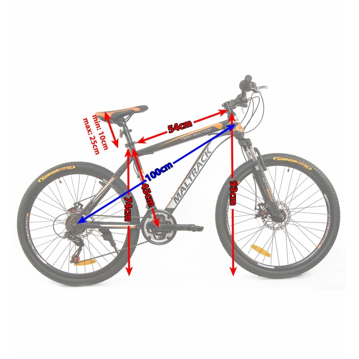 Bicicleta MTB MalTrack Team Orange, cu 18 Viteze, Roti 26 Inch + Bidon Apa