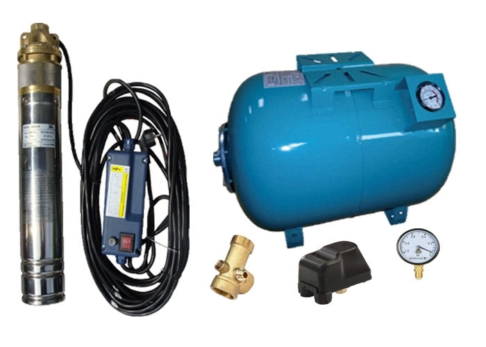 Kit complet sistem hidrofor, pompa submersibila APC SKM 200/80, rezervor de 80 litri cu manometru, presostat, racord 5 cai, manometru, 03031013/80M