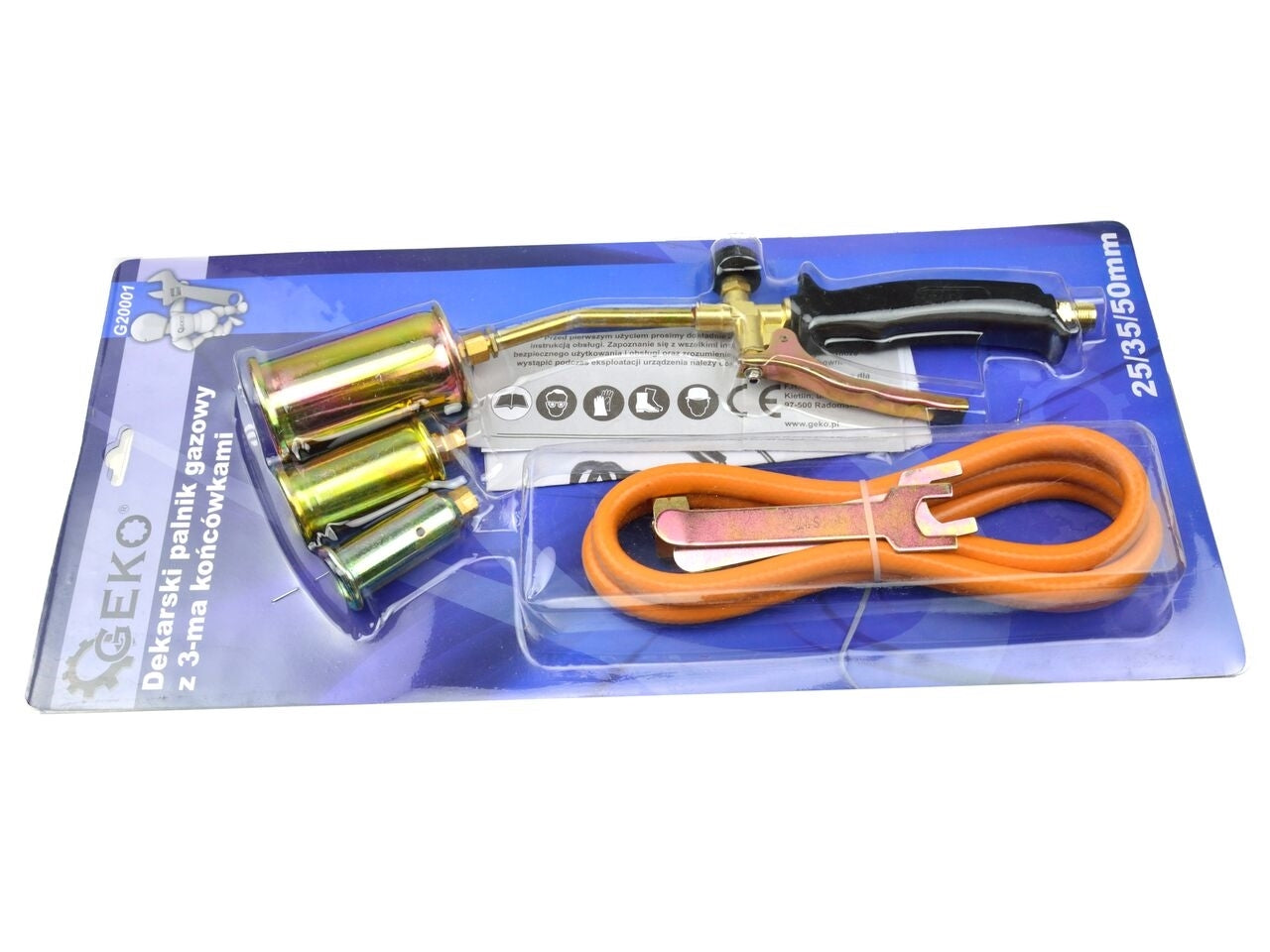Arzator profesional pentru incalzire si ardere cu 3 duze 25-35-50mm, Geko G20001