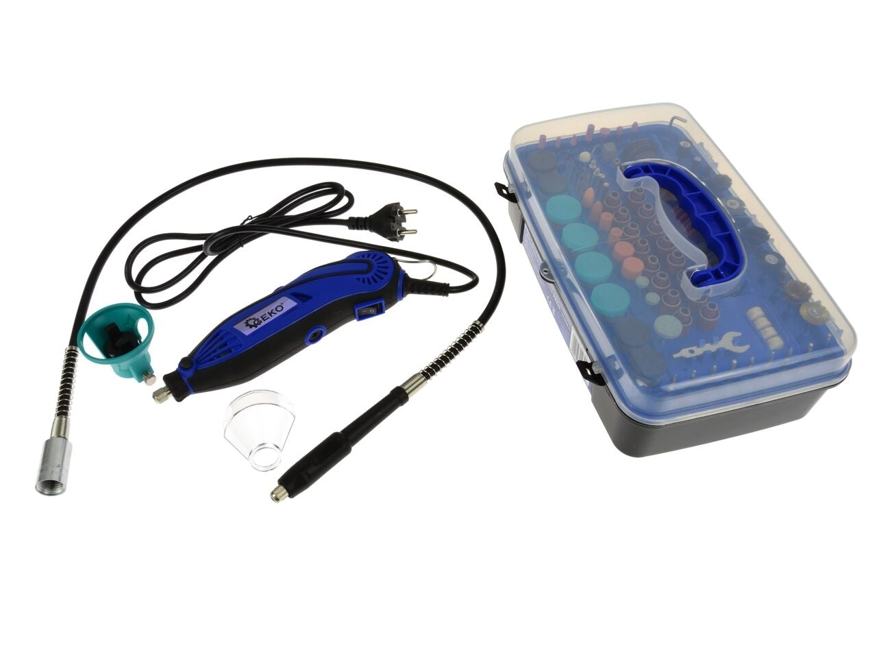 Masina de slefuit cu accesorii, 222 piese, GEKO G81223