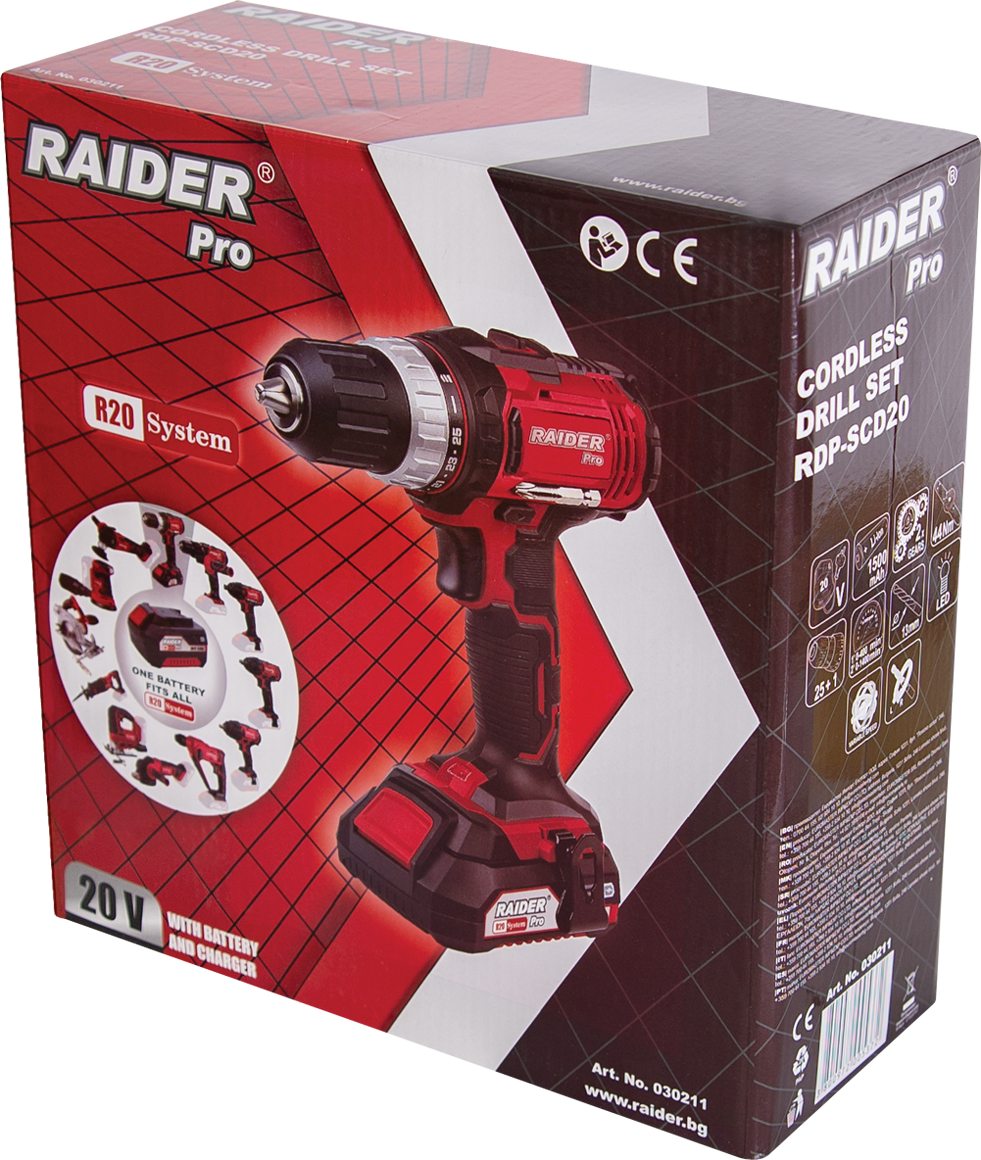 Masina de gaurit 20V 1x1,5Ah 13mm 44Nm RDP-SCD20, Raider 030211