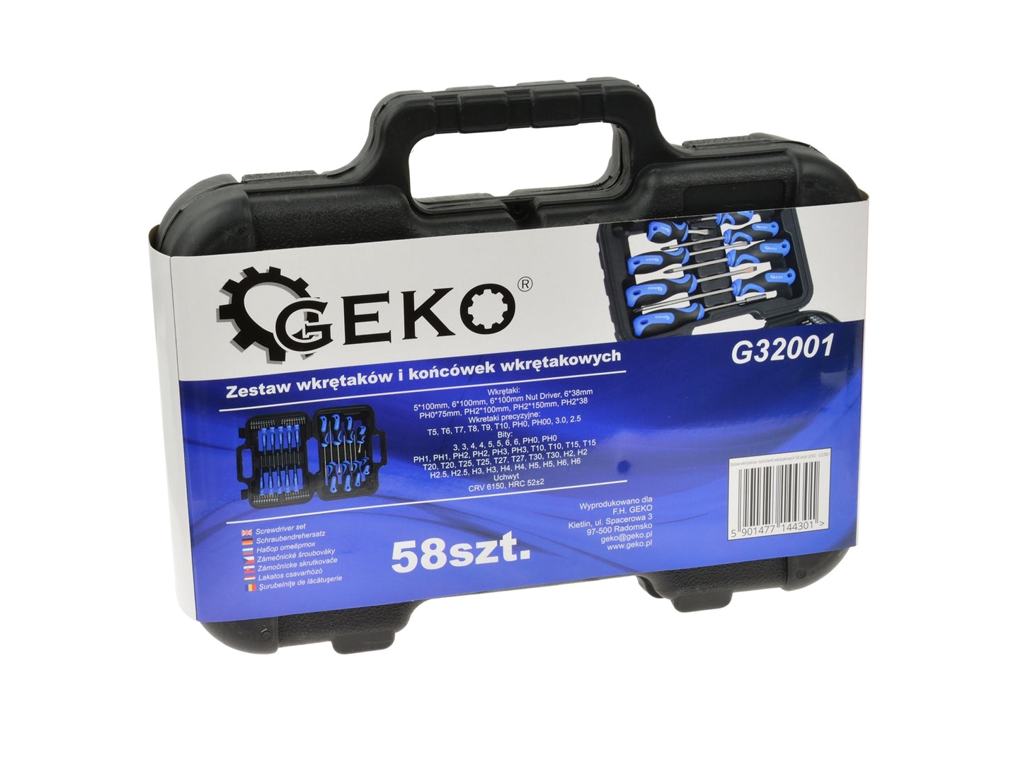 Set de șurubelnițe și biți de precizie 58 piese, Geko G32001