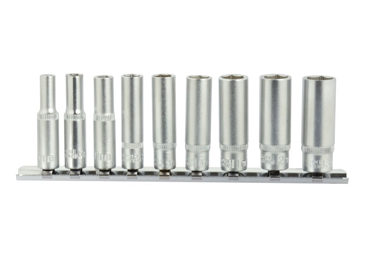 Set chei tubulare 1/4" 9 piese CRV, 5-13mm, suport metalic, GEKO G13540