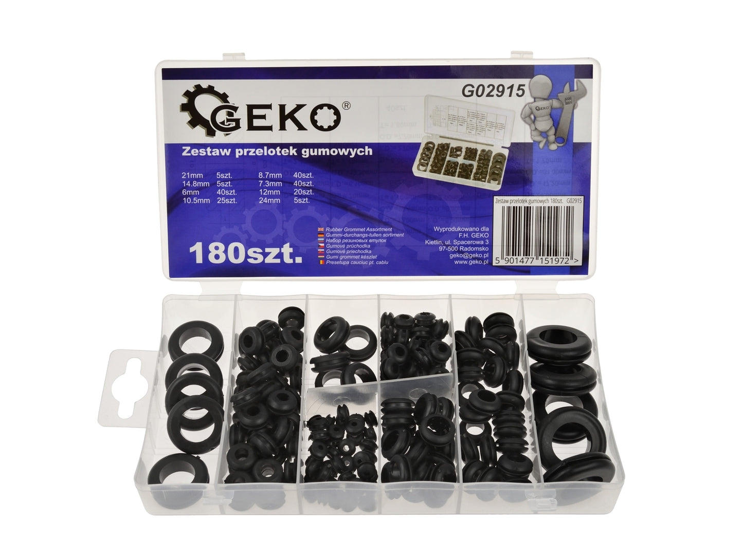 Set 180 garnituri din cauciuc, GEKO G02915