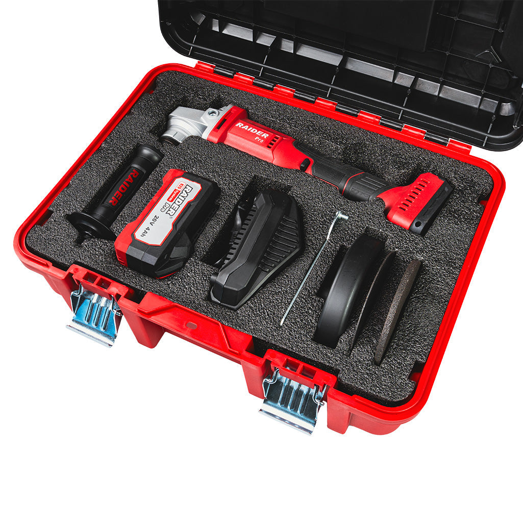 Polizor unghiular cu acumulator RDP-YAG20 125 mm 4 Ah, 2 discuri, Raider 030250