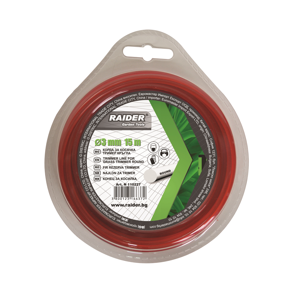 Fir pentru trimmer cu profil rotund Ø3mm х 15m, Raider 110227