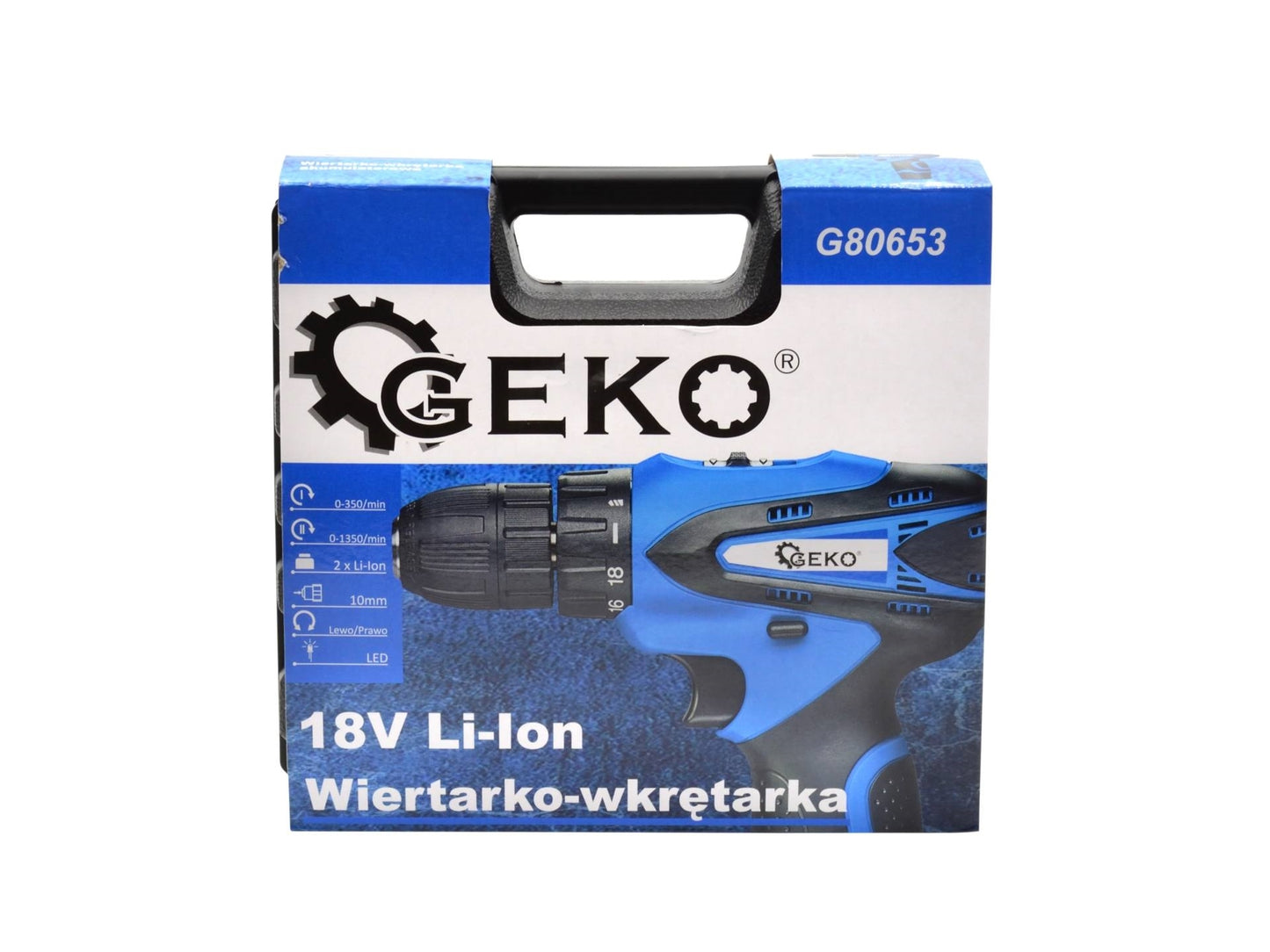 Masina de gaurit 18V Li-Ion 2xAKU, GEKO G80653
