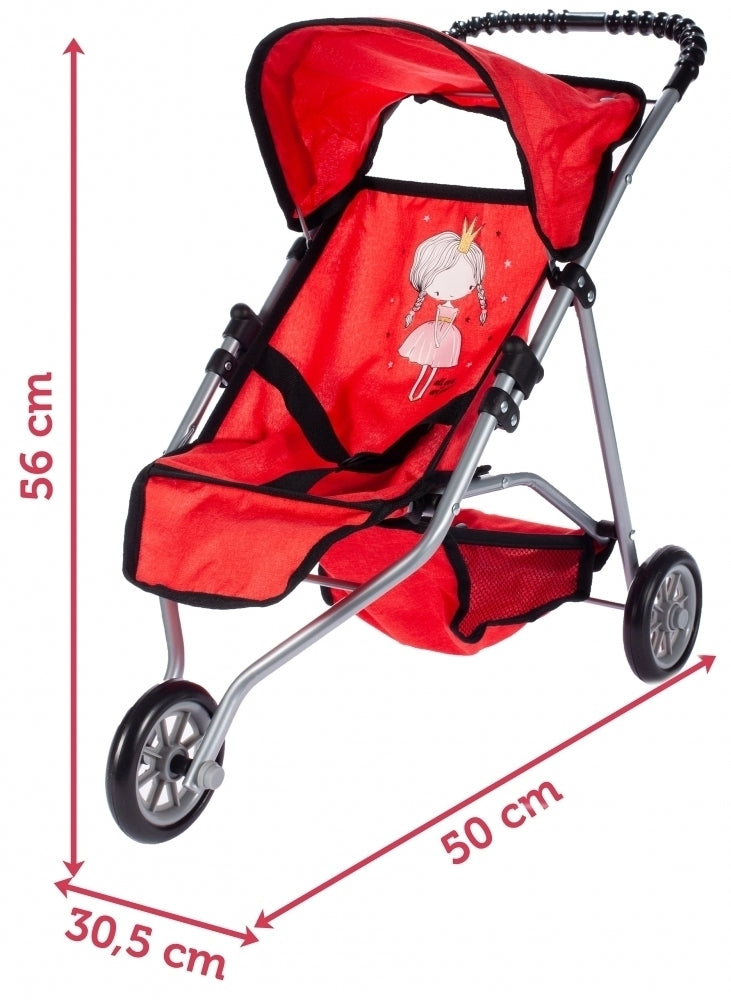 Carucior cu trei roti rosu Little Princess, Malplay 104257