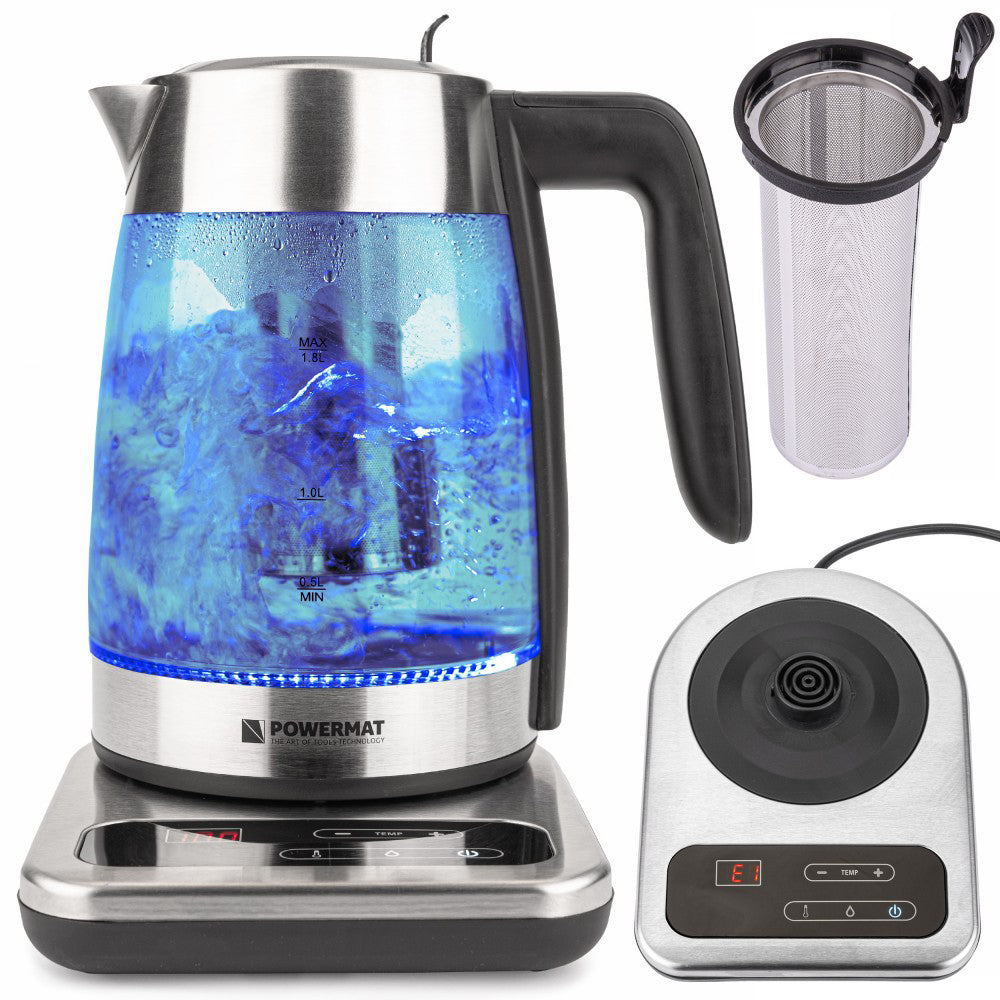 Ceainic cu infuzor din sticla 2200W, Powermat PM-ECB-18-GRGBT