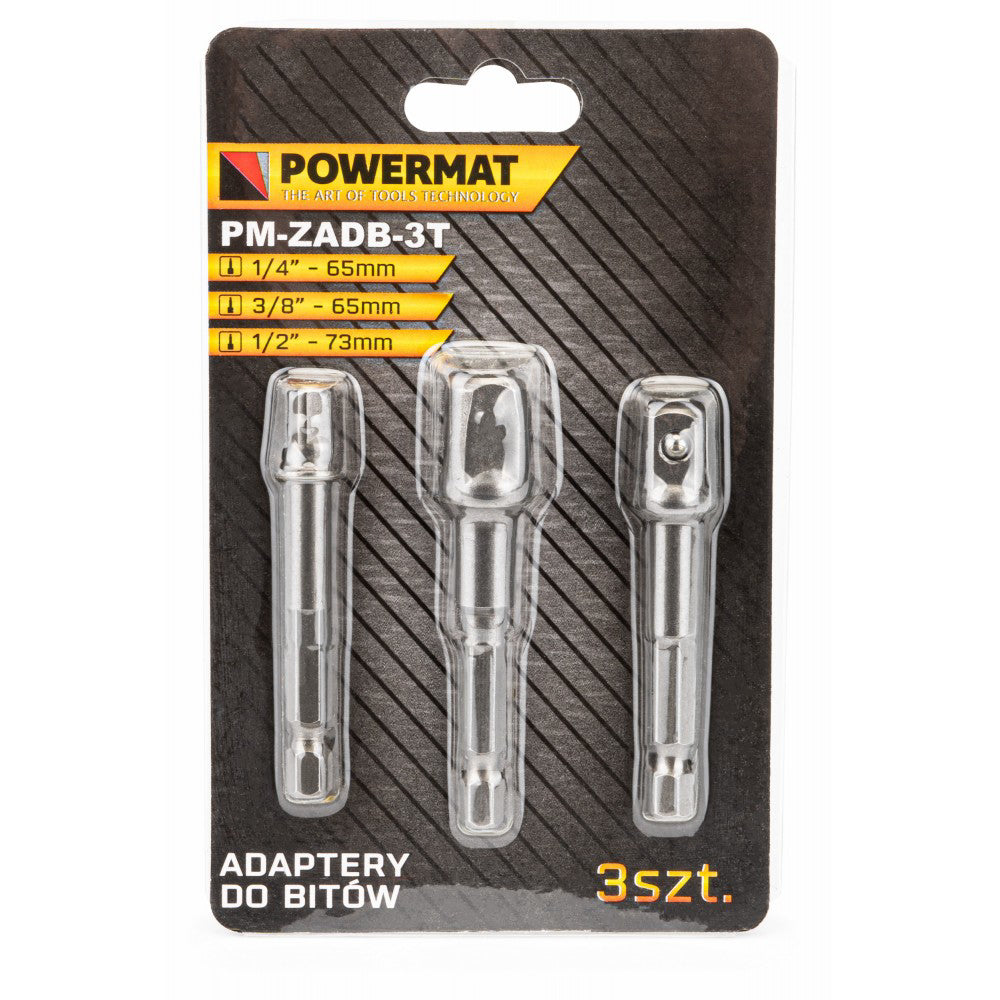 Set 3 adaptoare 1/4", 3/8", 1/2" HEX, Powermat PM-ZADB-3T