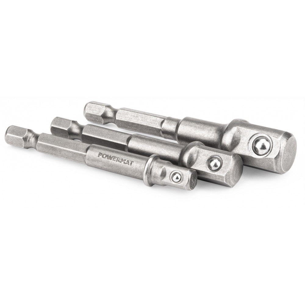 Set 3 adaptoare 1/4", 3/8", 1/2" HEX, Powermat PM-ZADB-3T