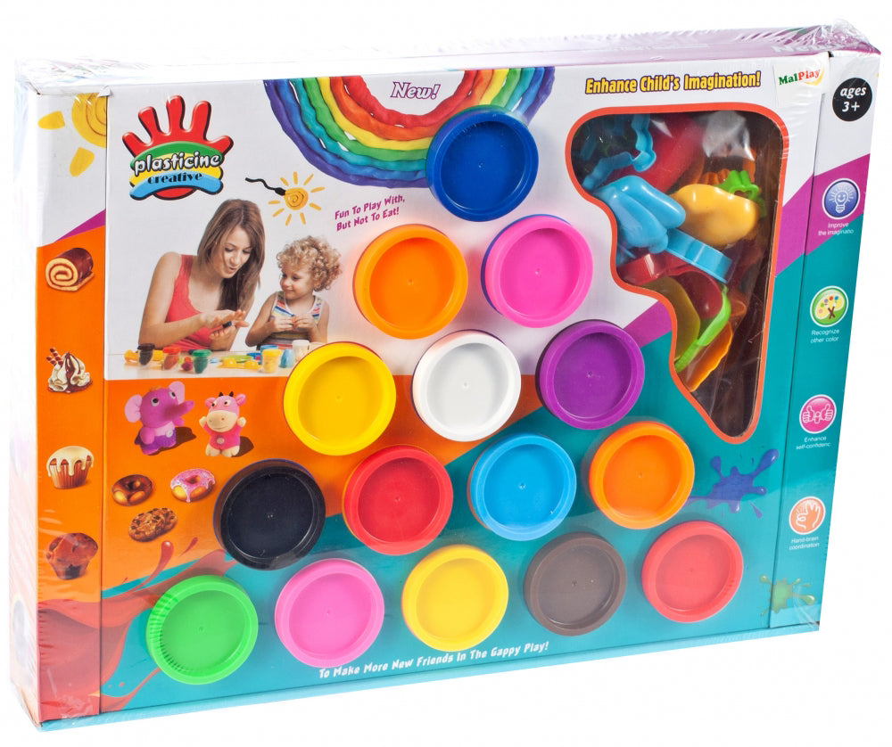 Joc interactiv cu plastilina colorata + matrite și forme, Malplay 107267
