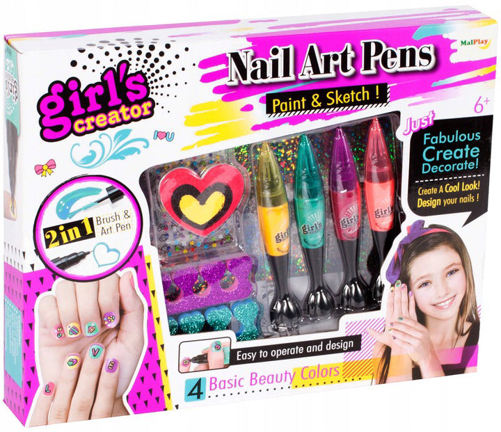 Set accesorii pentru decorarea unghiilor, Malplay 107744