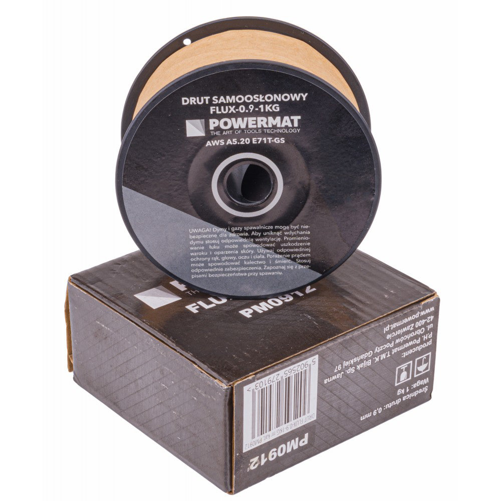 Sârmă de sudură cu carcasă (auto-ecranare) 0,9mm 1kg, Powermat PM0912