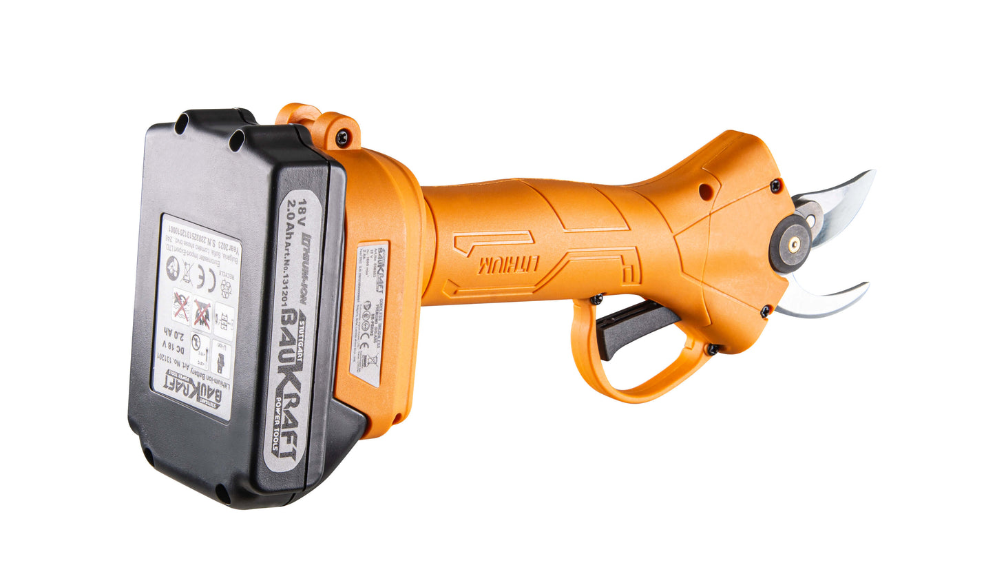 Foarfeca pentru vie cu motor fara perii cu acumulator BK-PSH03, 18 V, 2 x 2 Ah, Baukraft 050603