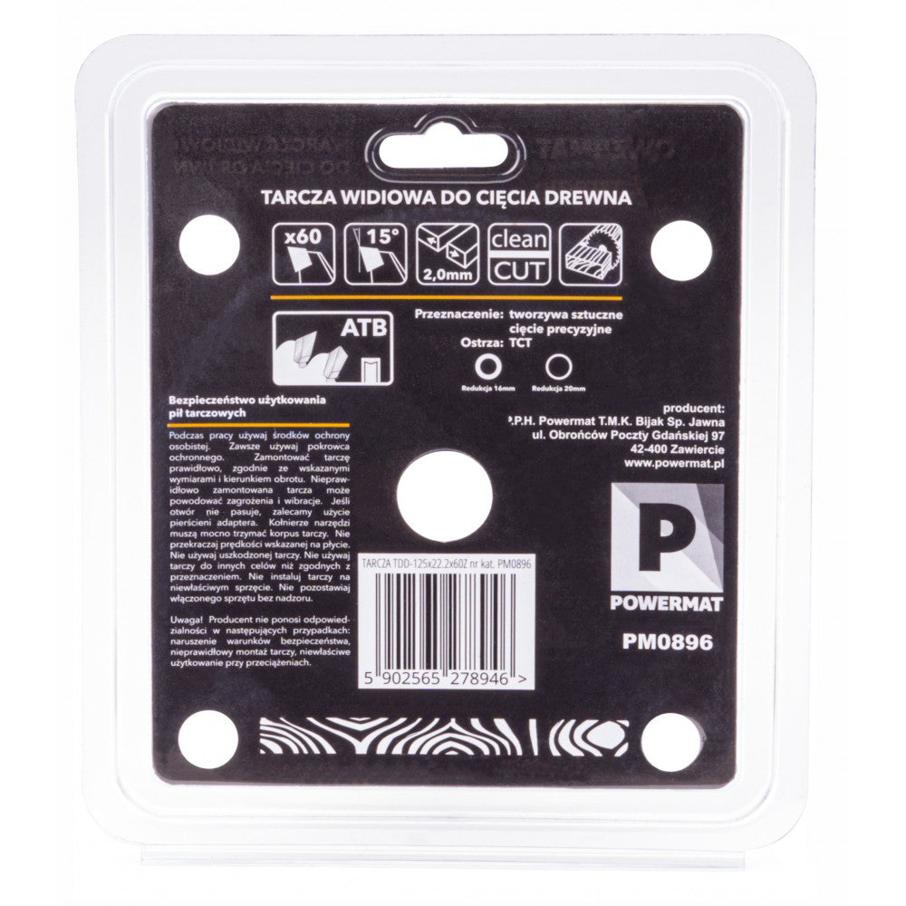 Disc circular pentru lemn 125x22.2mm cu 60 dinti TDD, PM0896