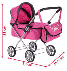 Carucior roz pentru papusi cu geanta Princess, Malplay 107210