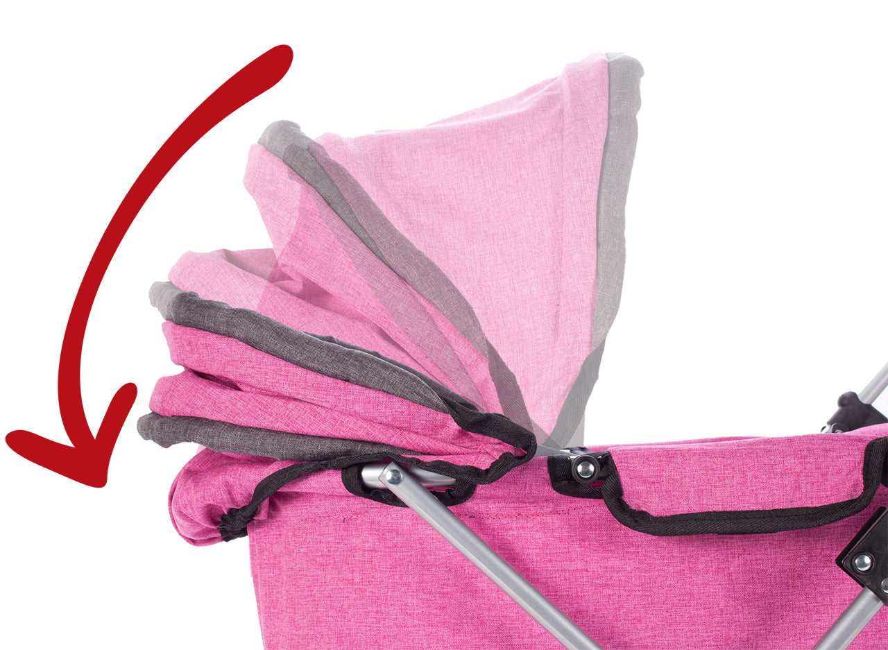 Carucior roz pentru papusi cu geanta Princess, Malplay 107210