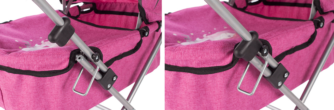 Carucior roz pentru papusi cu geanta Princess, Malplay 107210