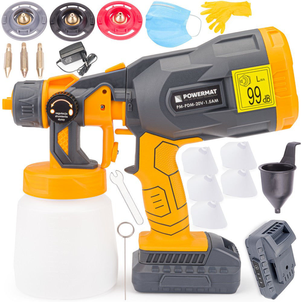 Pulverizator de vopsea cu acumulator, Powermat PM-PDM-20V-1.5AM