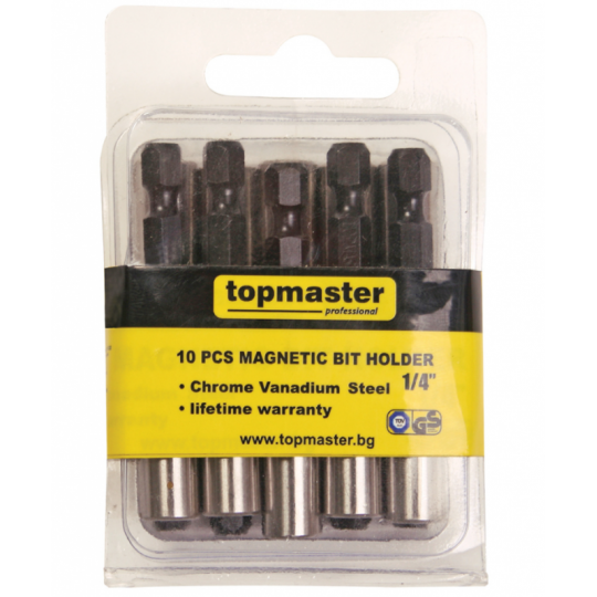 Set 10 bucati adaptor magnetic pentru biti CR-V, Topmaster, 330348
