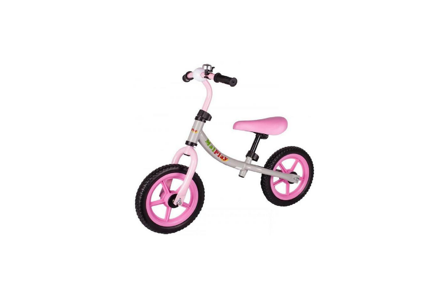 Bicicleta de echilibru cu clopotel EVA 12 gri-roz MalPlay 108112