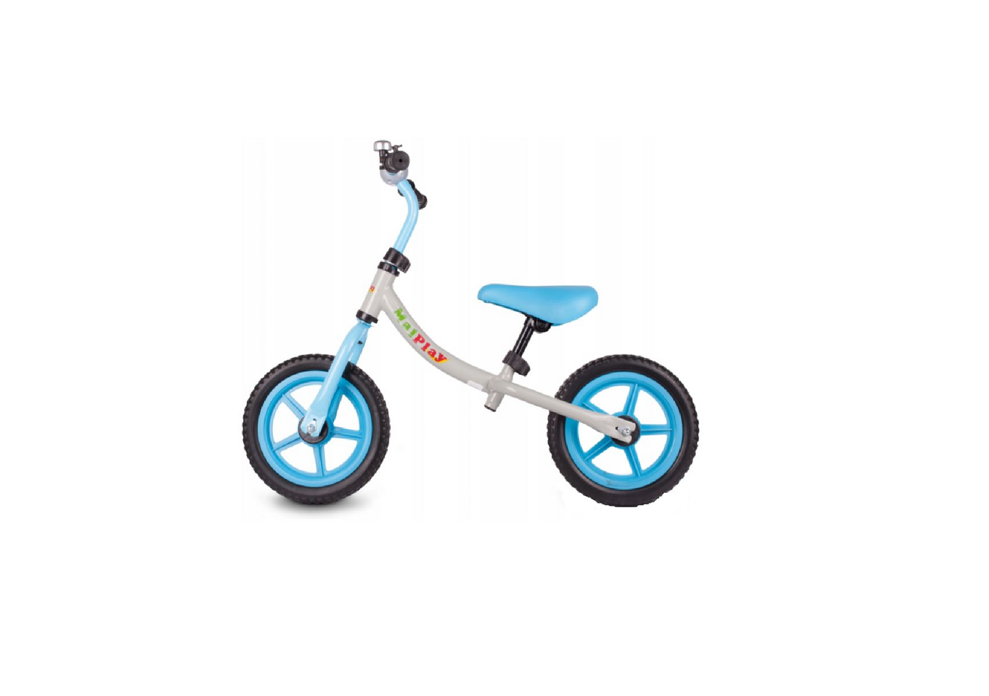 Bicicleta echilibrata cu clopotel EVA 12 gri-albastru MalPlay 108113