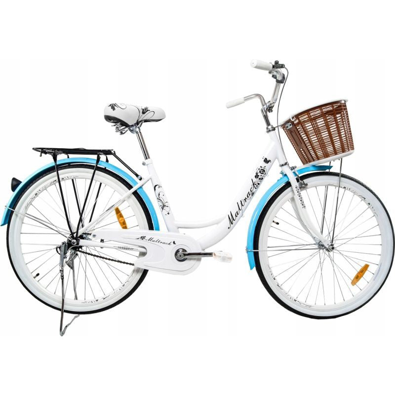 Bicicleta dama BLUE cu cos de cumparaturi si motive florale Maltrack 108873