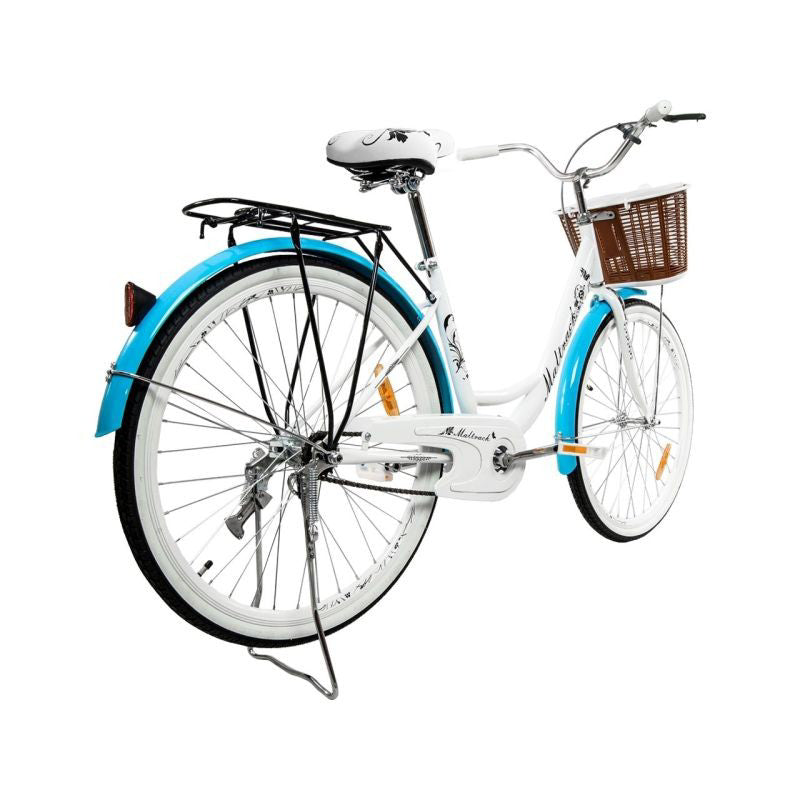 Bicicleta dama BLUE cu cos de cumparaturi si motive florale Maltrack 108873