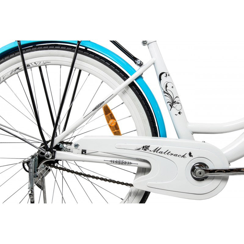 Bicicleta dama BLUE cu cos de cumparaturi si motive florale Maltrack 108873