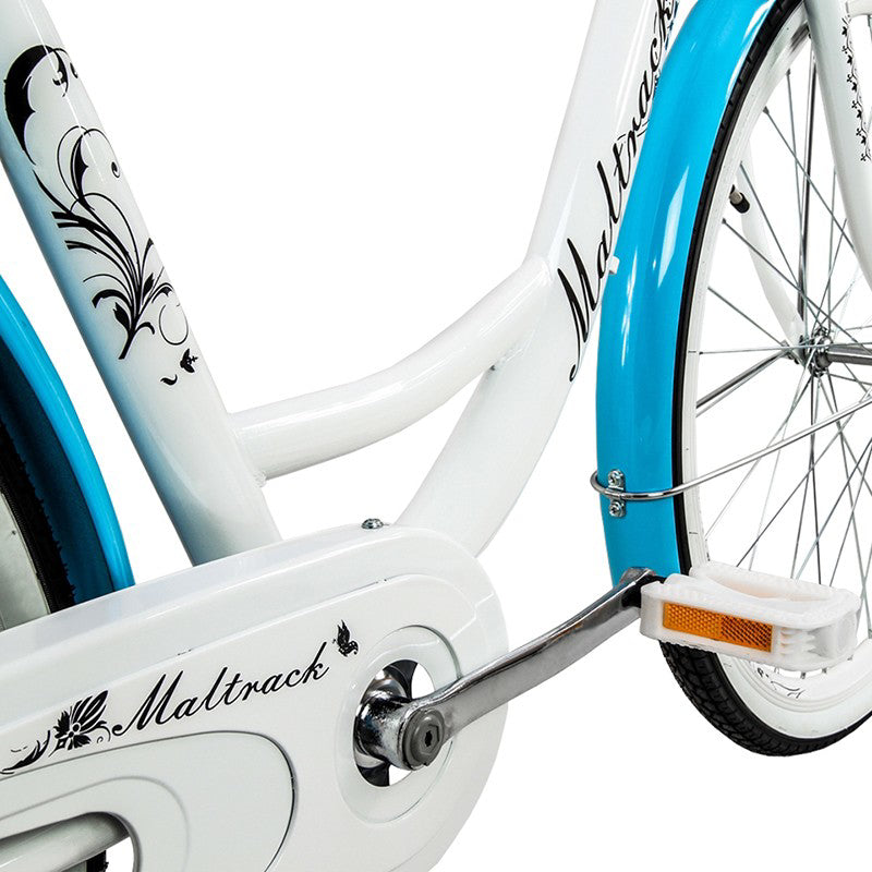 Bicicleta dama BLUE cu cos de cumparaturi si motive florale Maltrack 108873