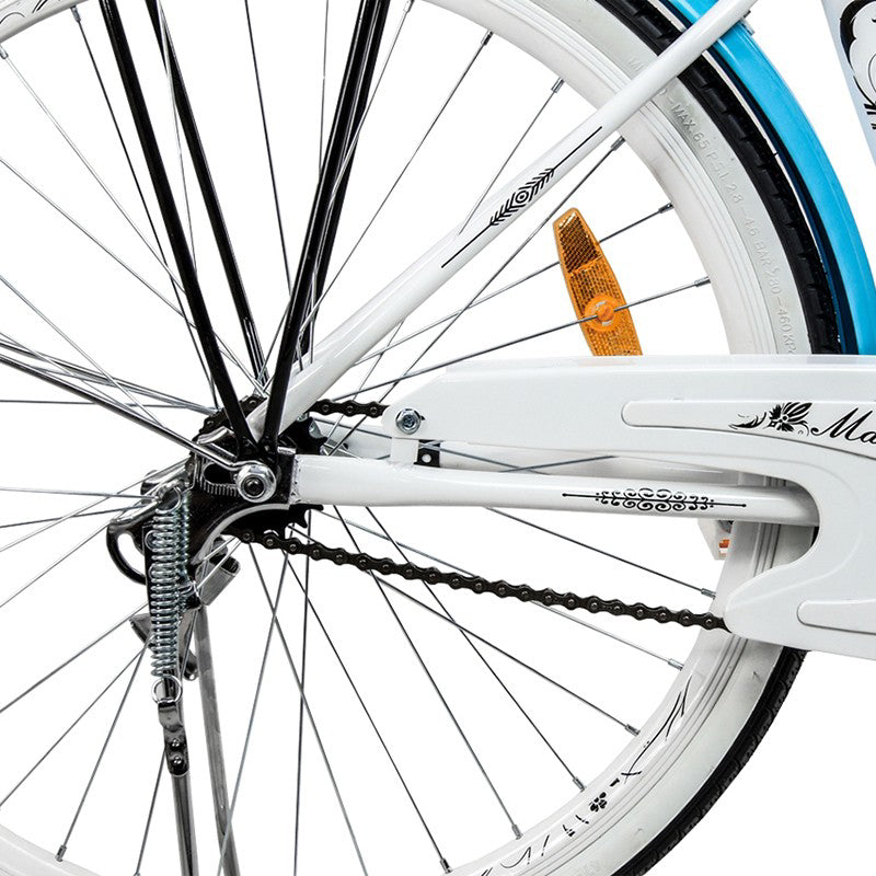 Bicicleta dama BLUE cu cos de cumparaturi si motive florale Maltrack 108873