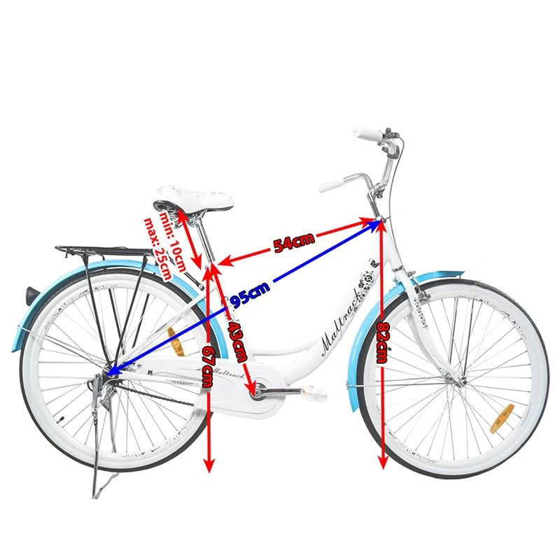 Bicicleta dama BLUE cu cos de cumparaturi si motive florale Maltrack 108873