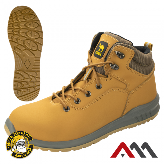 Bocanci de lucru pentru protectie cu bombeu metalic, marimea 43, ArtMas, CAMEL