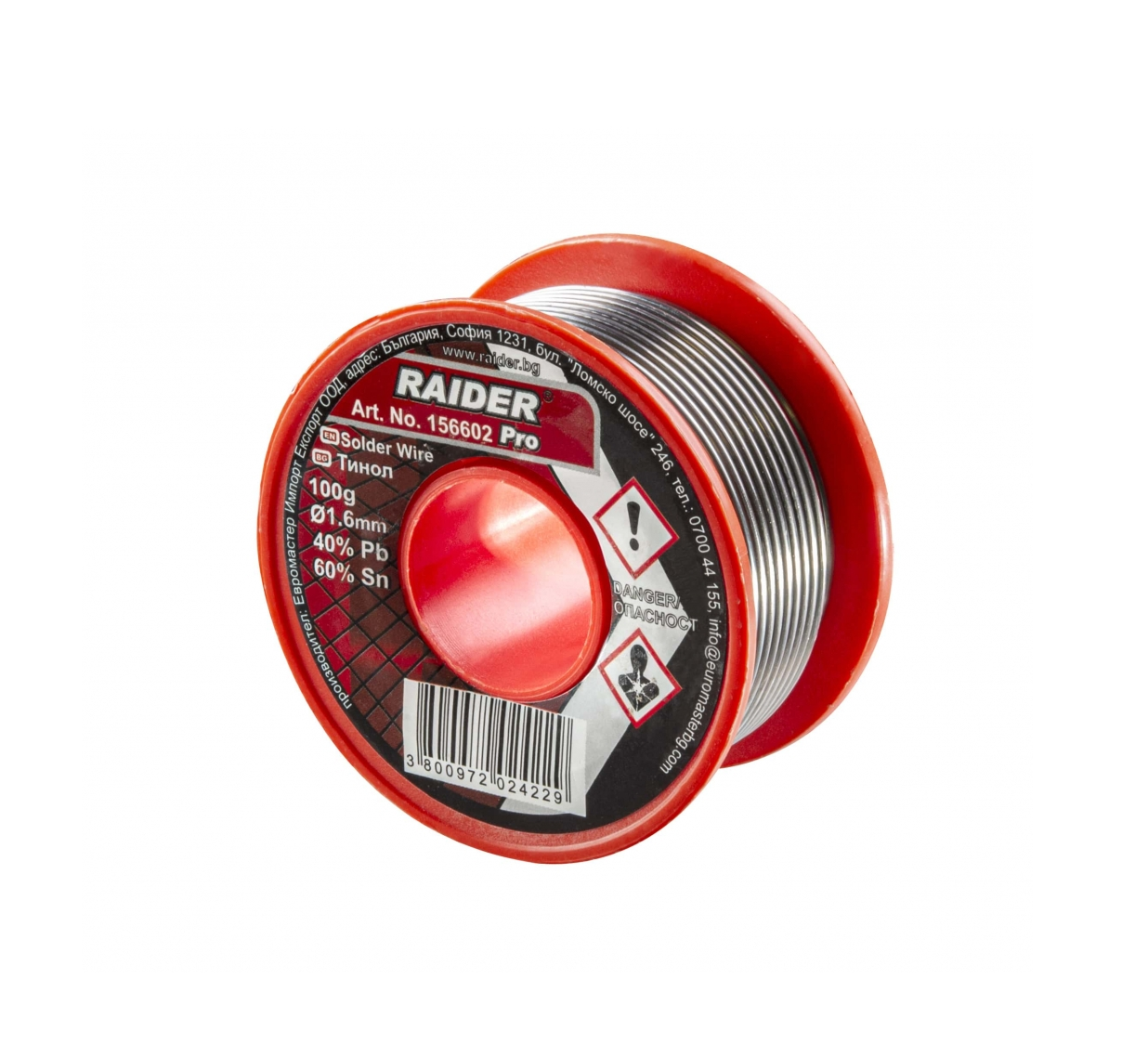 Fludor 1.6mm 100g 60%Sn 40%Pb Pro, Raider 156602