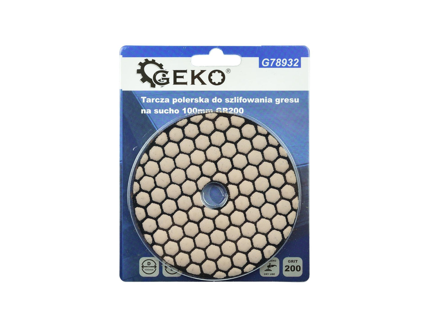 Disc pentru slefuirea uscata a gresiei, 100 mm, granulatie 200, Geko G78932