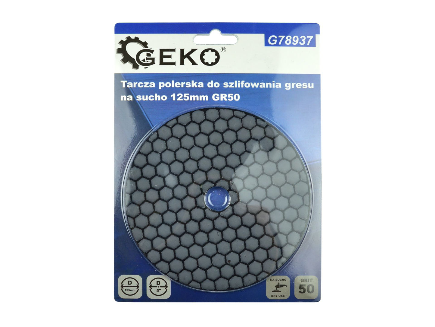 Disc pentru slefuirea uscata a gresiei portelanata, 125 mm, granulatie 50, Geko G78937