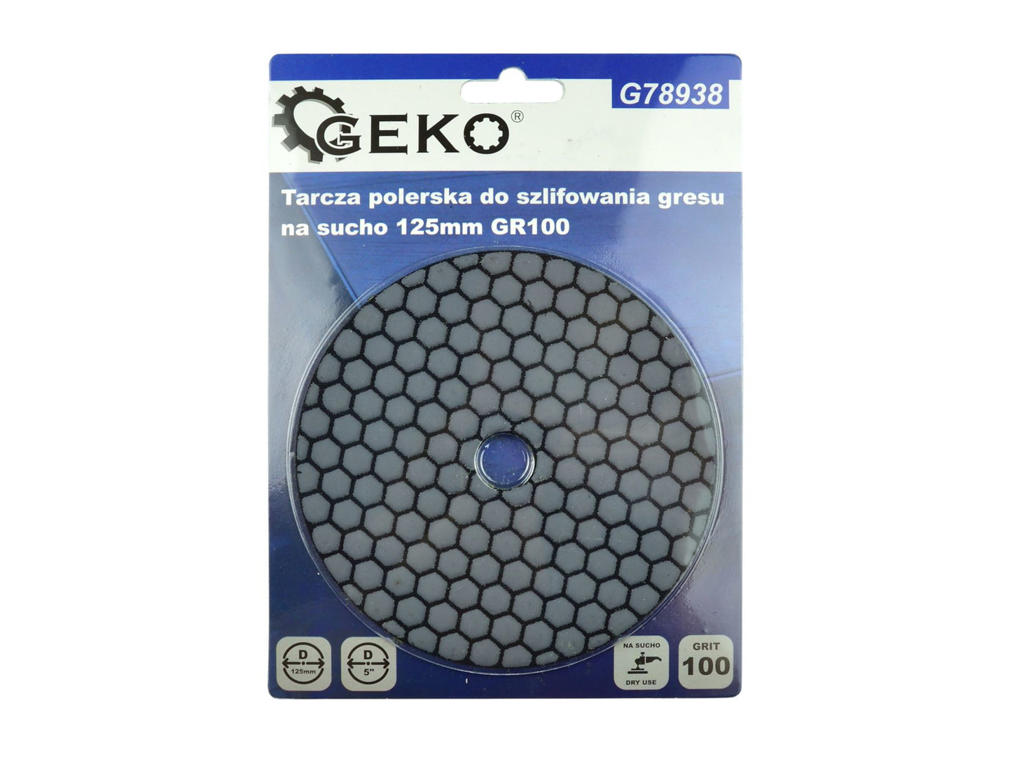 Disc pentru slefuirea uscata a placilor de portelan, 125 mm, granulatie 100, Geko G78938
