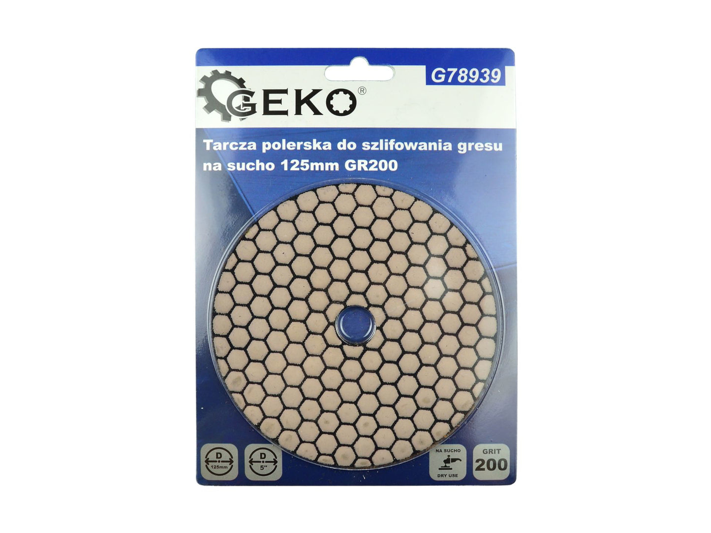 Disc pentru slefuirea uscata a gresiei portelanate, 125 mm, granulatie 200, Geko G78939