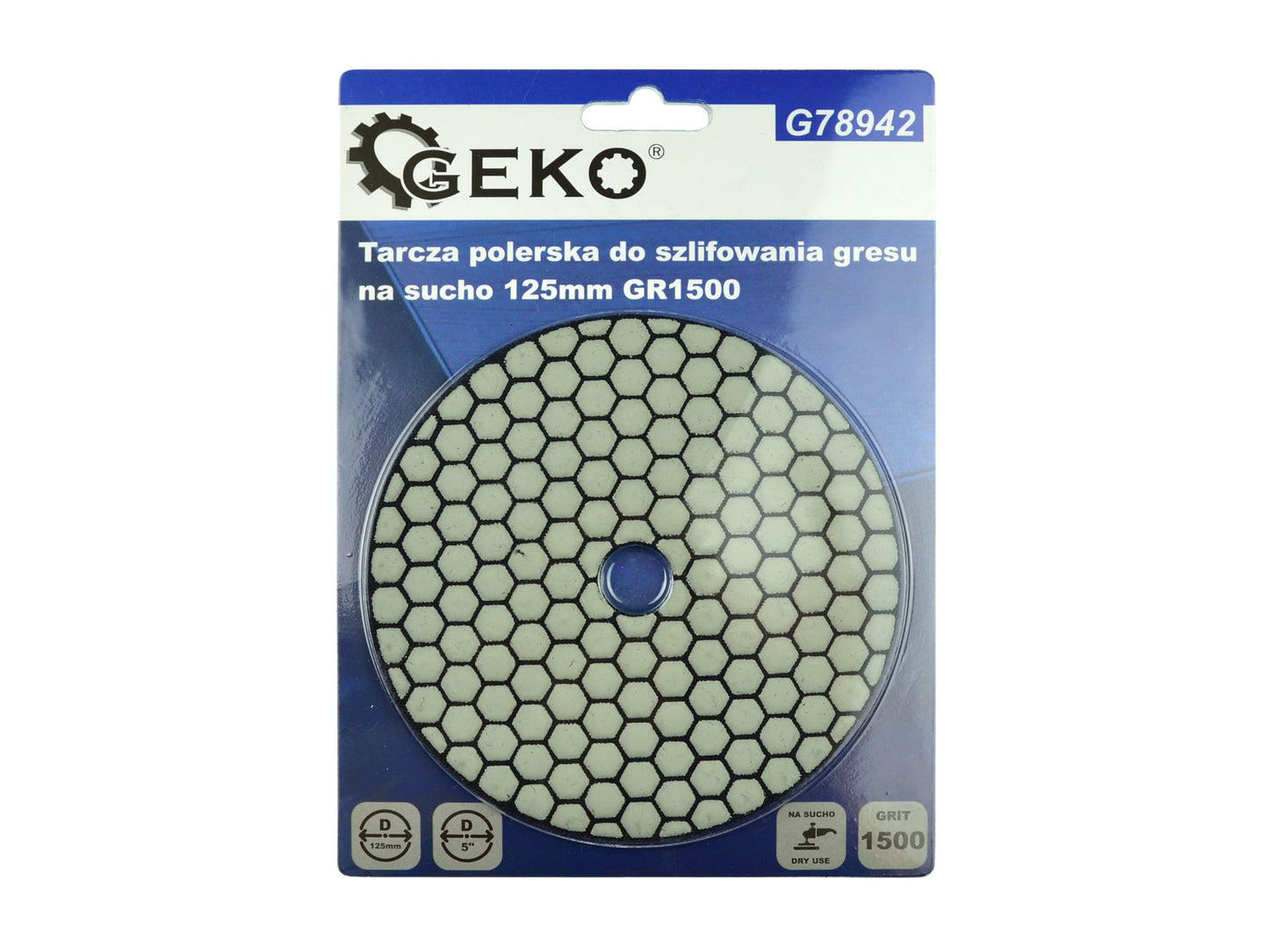 Disc pentru slefuirea uscata a gresiei portelanate, 125 mm, granulatie 1500, Geko G78942