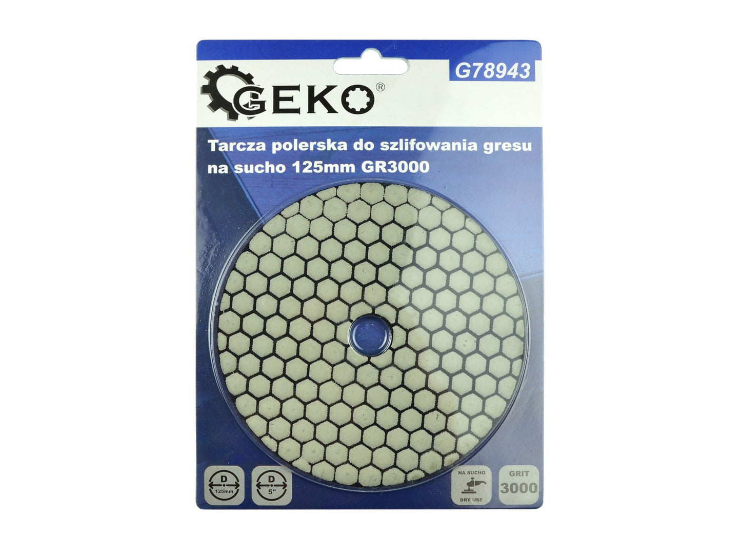 Disc pentru slefuirea uscata a gresiei portelanate, 125 mm, granulatie 3000, Geko G78943