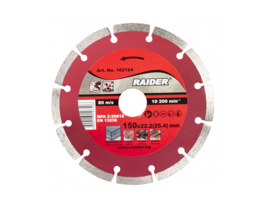 Disc diamantat taiere uscata, 150x22.2(25.4)mm RD-DD23, Raider 162124