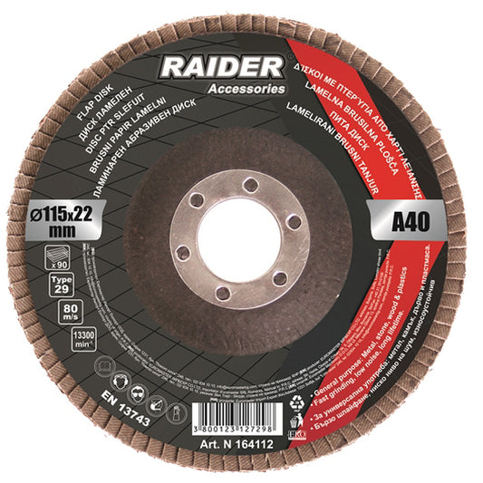 Disc pentru slefuit, 115 mm, A-40, Raider 164112