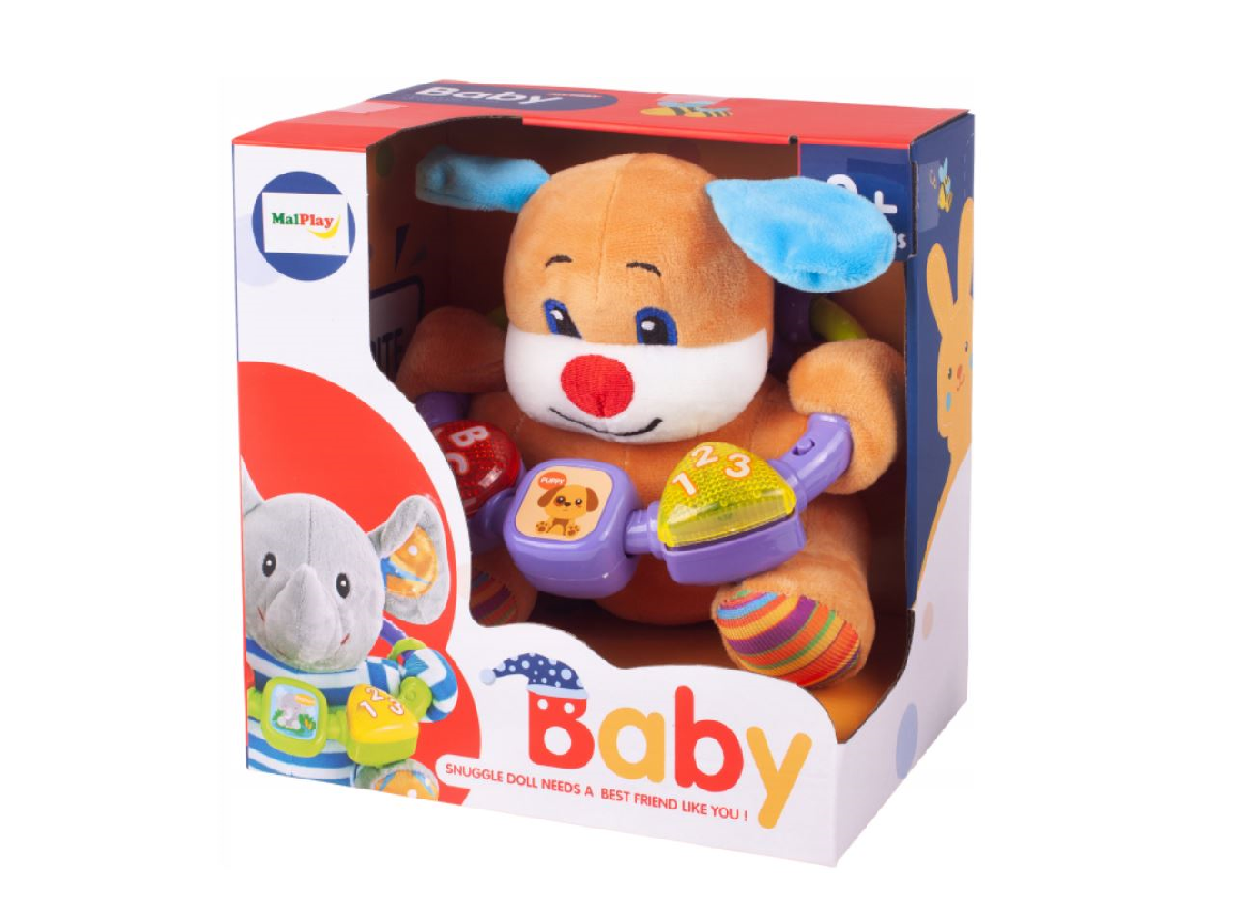 Catelus Plush interactiv cu lumini si sunet, 20 cm, Malplay 108669
